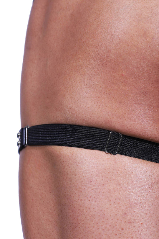 Vegan Leather Ring Leg Bands - Black