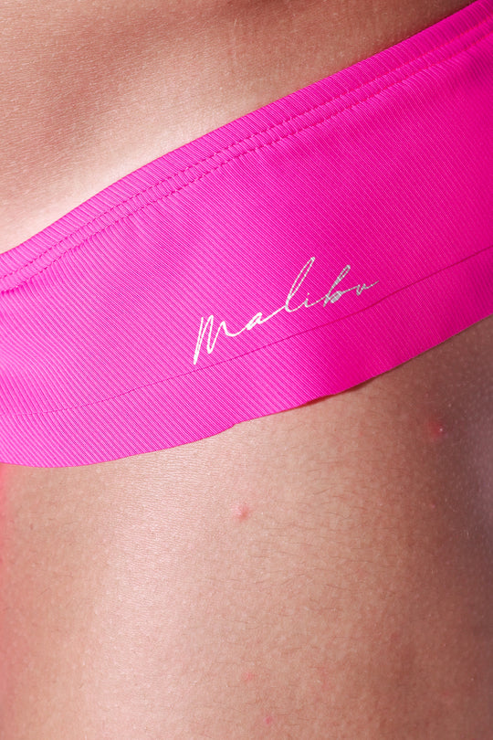 Ruffle-Trim Athletic Hybrid Swim Thong - Hot Pink