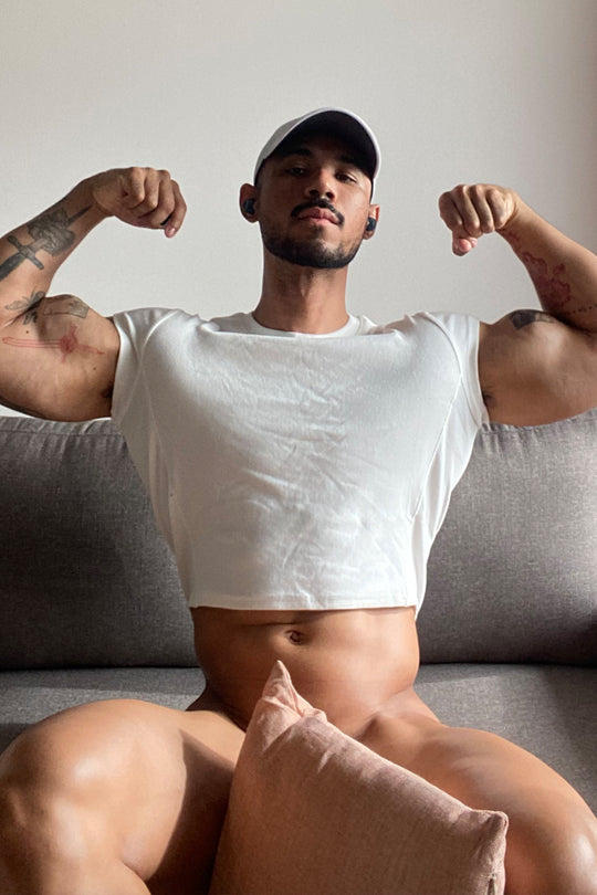 Cap Sleeve Rib Knit Crop Top - Ivory