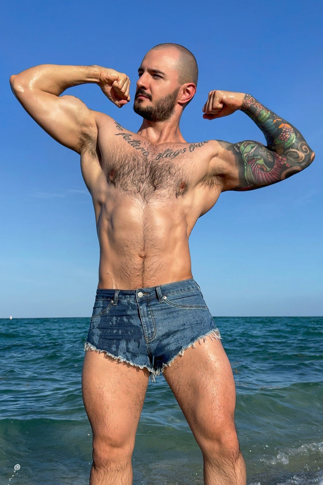 Cheeky Summer 2.5" Denim Brief Shorts - True Blue