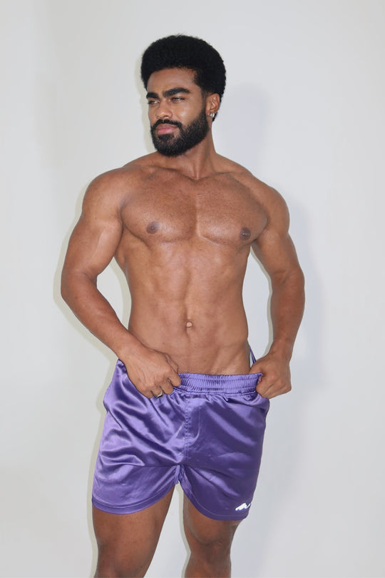 ShimmerFlex Active Shorts - Plum