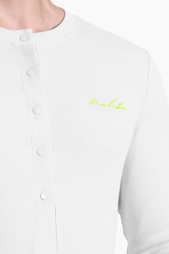 Infinity Long Sleeve Button Up Bodysuit - White