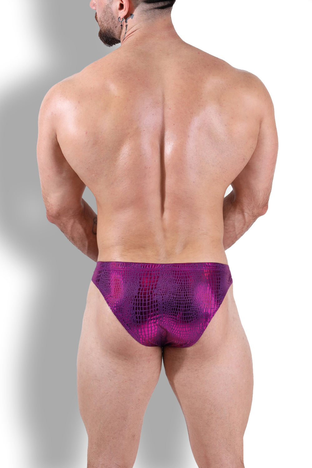 Metallica Brief with Bulge Pouch - Hot Pink Croc