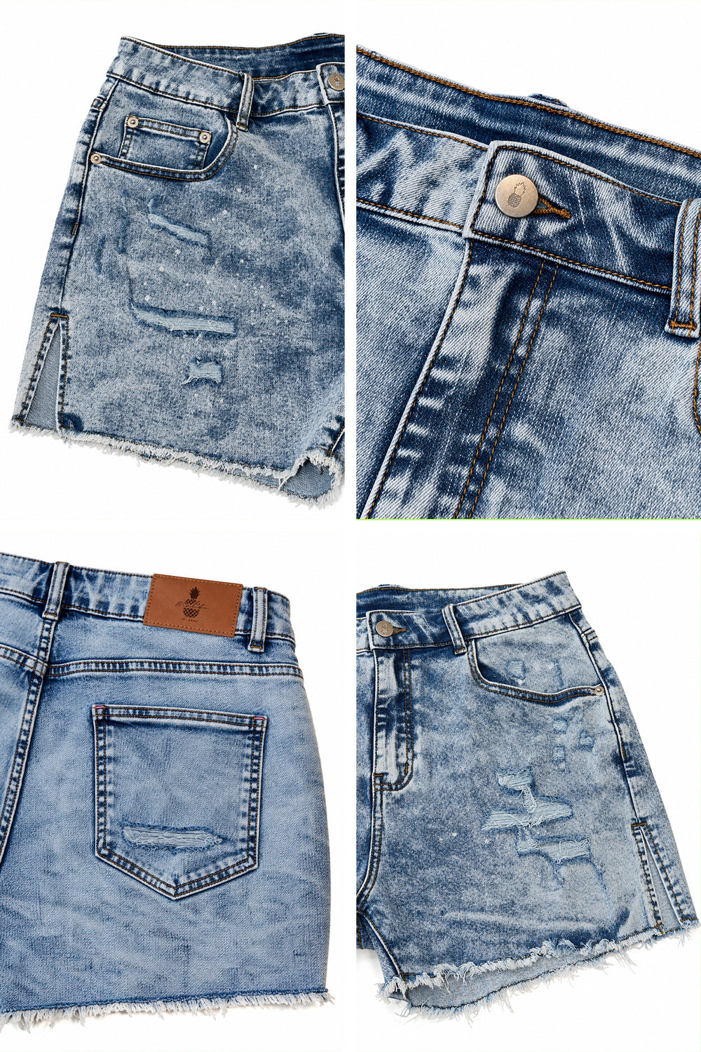 Jaded 3.5" Denim Short Shorts - Blue  Acid Wash