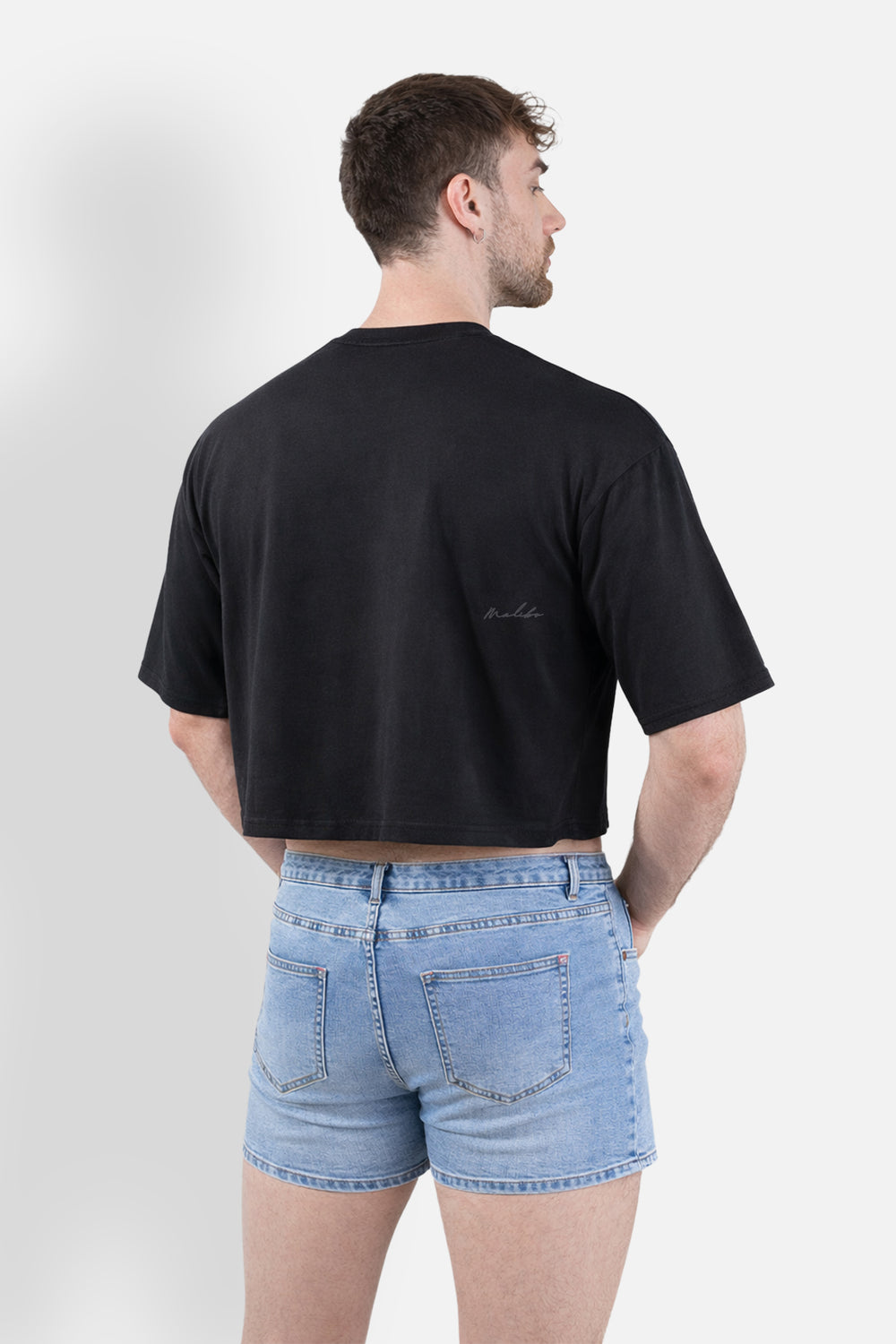 Oversized Relaxed Crop Top - Midnight Black