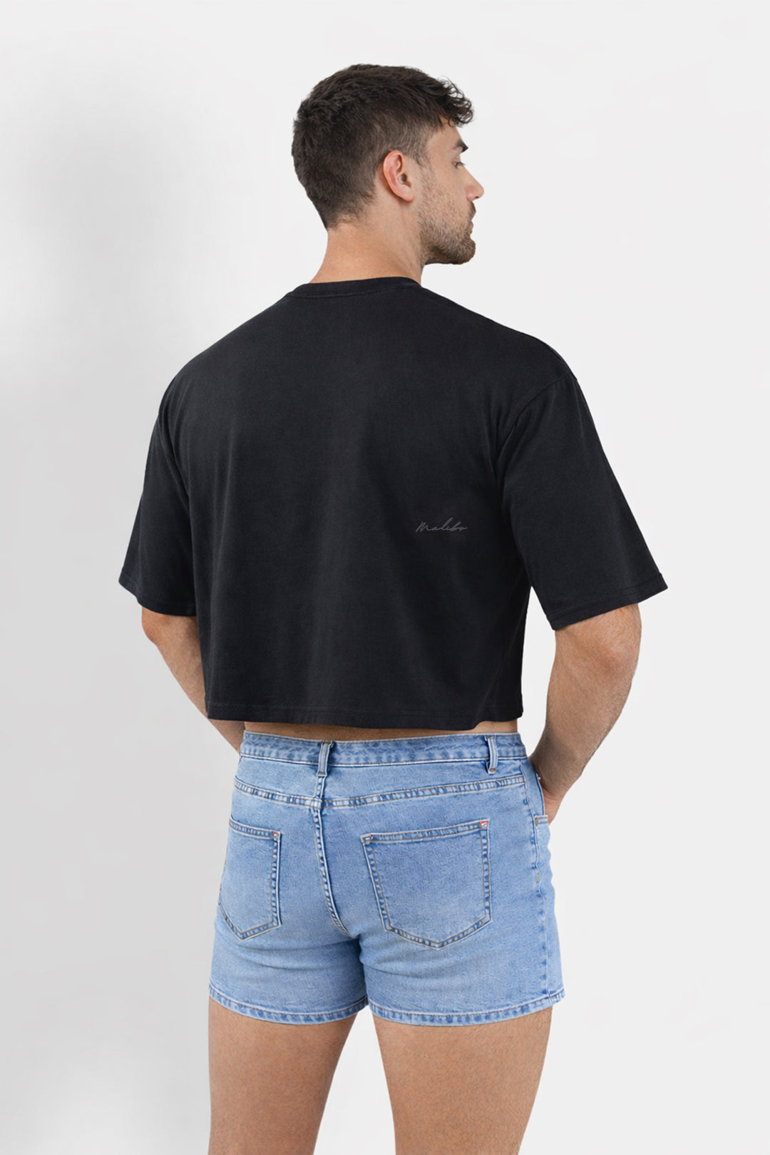 Oversized Relaxed Crop Top - Midnight Black