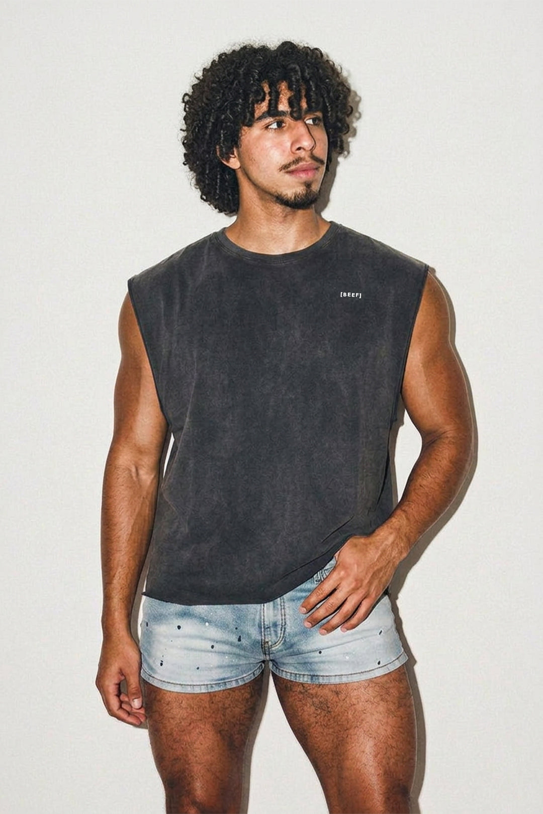 Pump-It Cropped Muscle Tank - Black