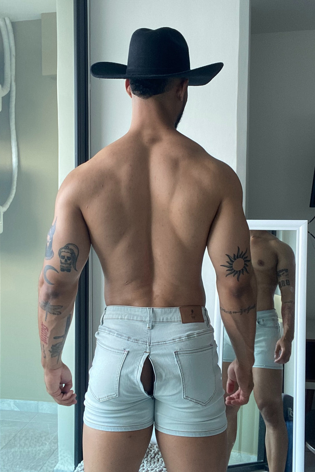 Peek-A-Boo Denim Shorts - Sky Blue