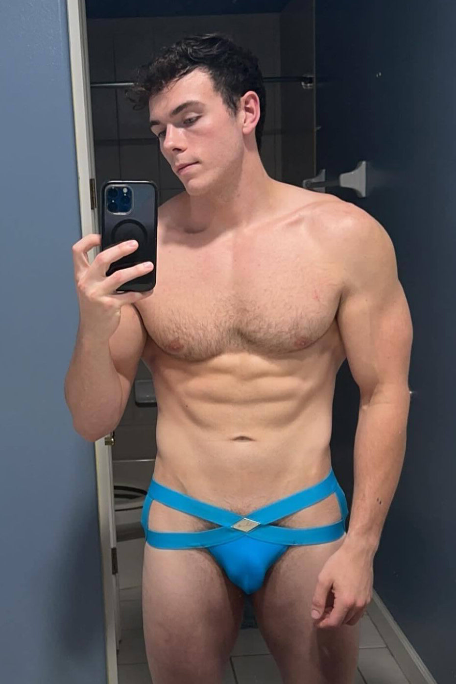 Hustler Cross Jockstrap - Sky Blue