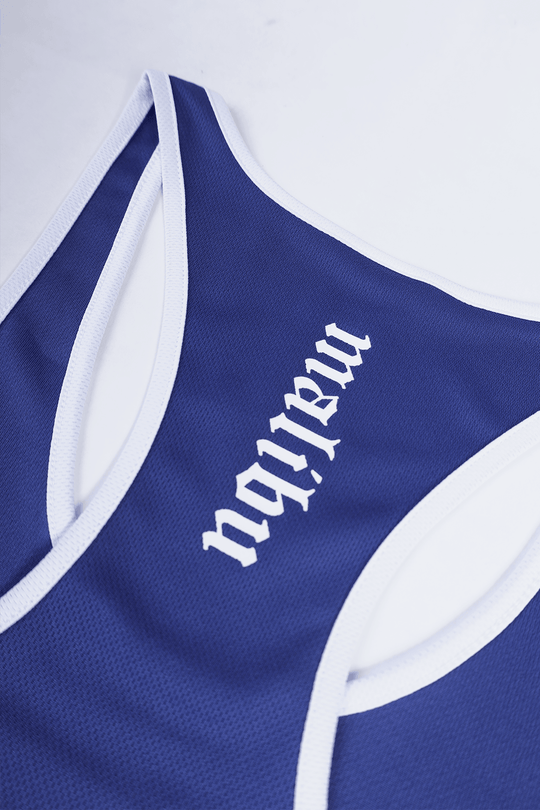 Chaos Dri Fit White Trim Tank Top - Dark Blue w/ Skull Design - JJ Malibu 